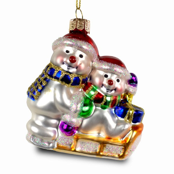 SIKORA Schneemann mit Familie besondere Weihnachtskugel Glas Christbaumschmuck Deko Figur Weihnachten Anhänger Ornament - Trend Line - BS198