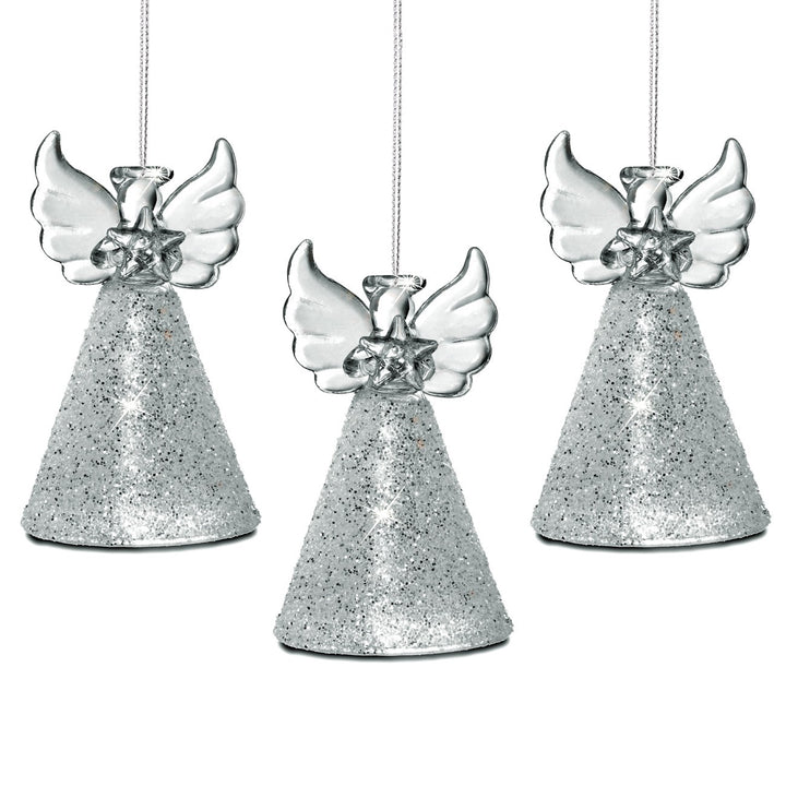 SIKORA BS345 Engel Christbaumschmuck Glas Figur Weihnachtsbaum Anhänger 3er Set
