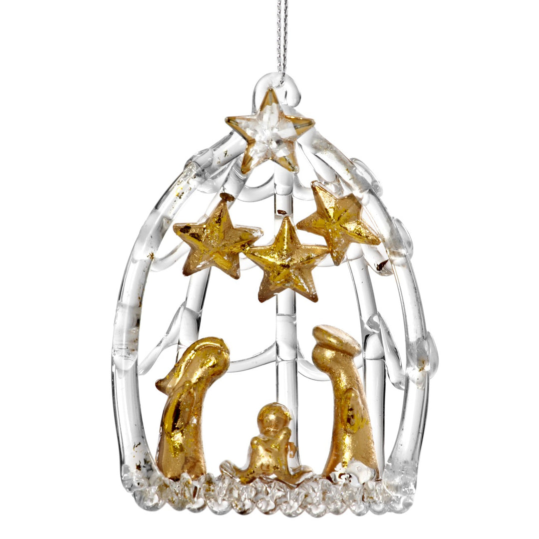 SIKORA BS140 Krippe Christbaumschmuck Glas Figur Weihnachtsbaum Anhänger 2er Set