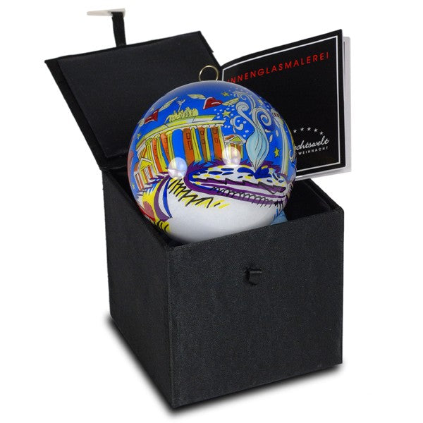 SIKORA K08-64 INNENGLASMALEREI Weihnachtskugel Glaskugel Motiv ENGEL MIT TAUBE - D:7,5cm