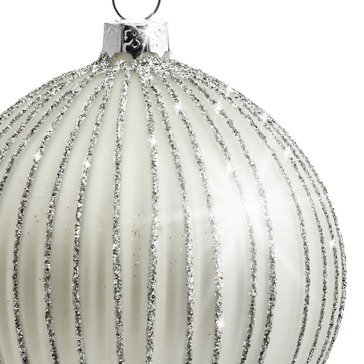 SIKORA Highlights 4er Set ausgefallene Christbaumkugeln besondere Weihnachtskugel Christbaumschmuck aus Glas Silber
