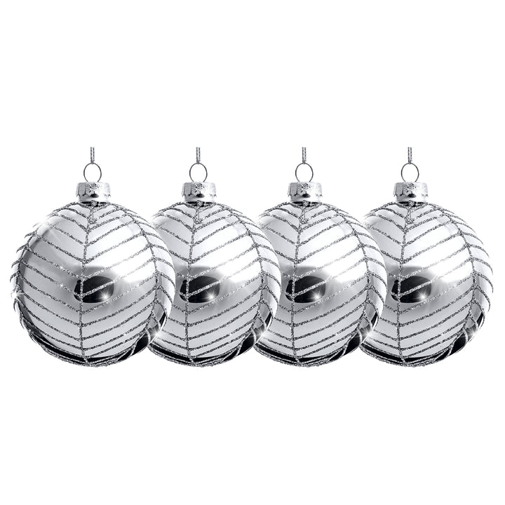 SIKORA Highlights 4er Set ausgefallene Christbaumkugeln besondere Weihnachtskugel Christbaumschmuck aus Glas Silber