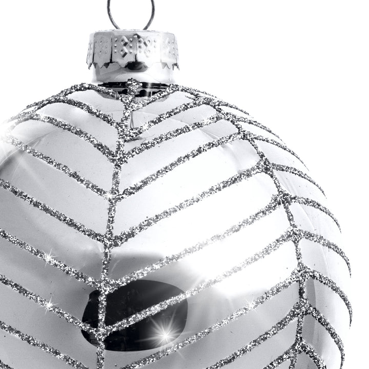 SIKORA Highlights 4er Set ausgefallene Christbaumkugeln besondere Weihnachtskugel Christbaumschmuck aus Glas Silber