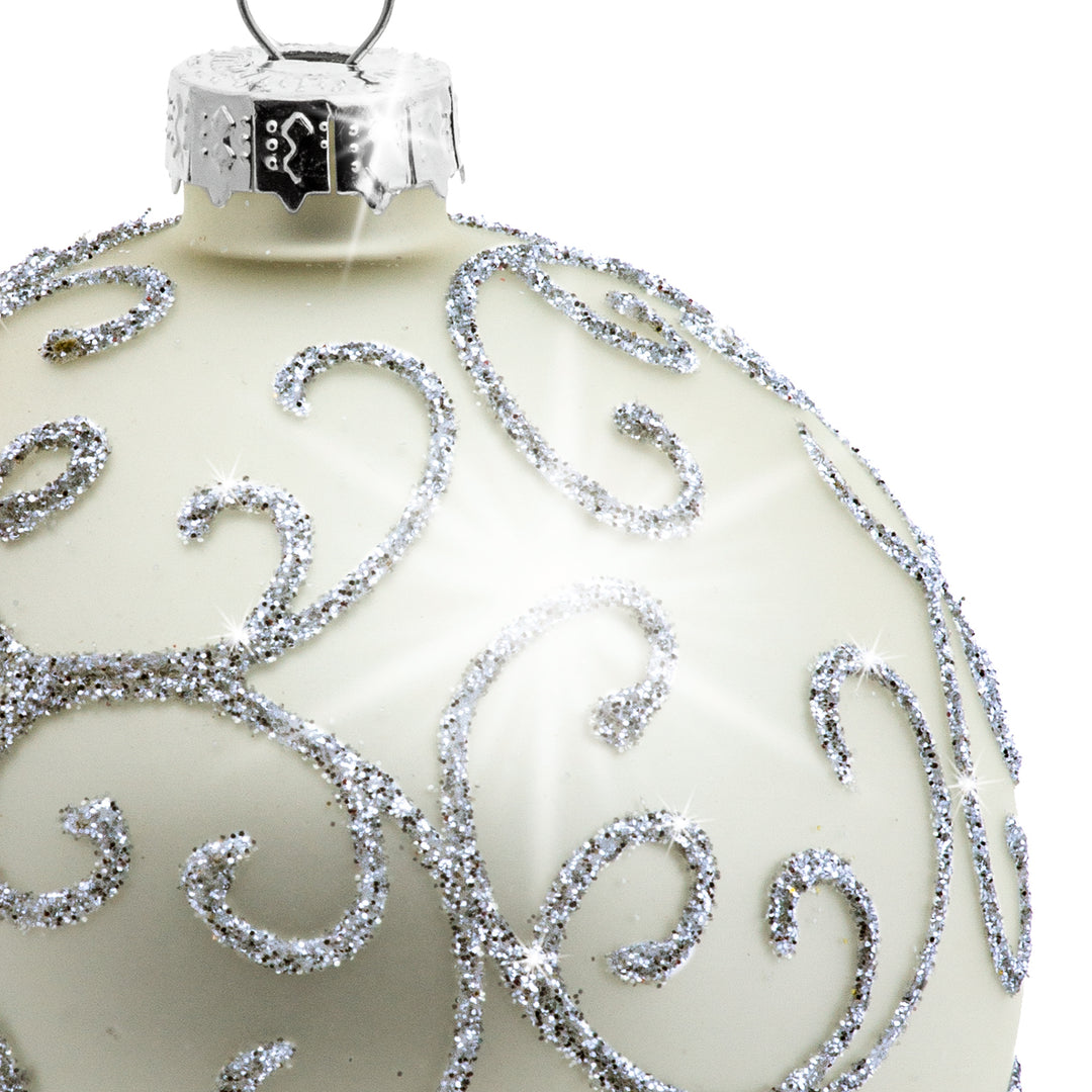 SIKORA Highlights 4er Set ausgefallene Christbaumkugeln besondere Weihnachtskugel Christbaumschmuck aus Glas Silber