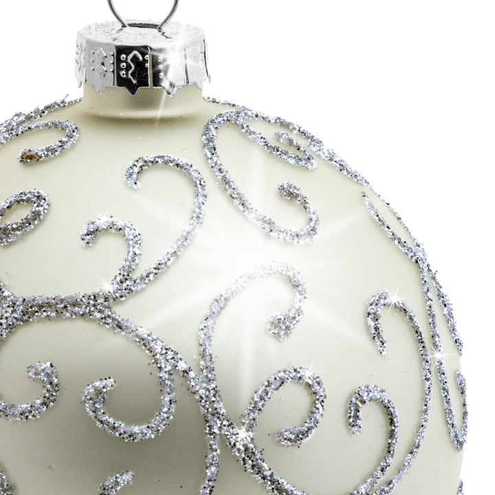 SIKORA Highlights 4er Set ausgefallene Christbaumkugeln besondere Weihnachtskugel Christbaumschmuck aus Glas Silber