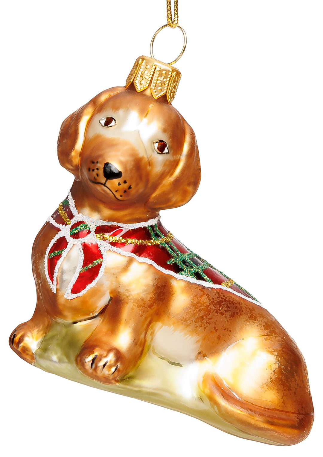 SIKORA Dackel mit Halstuch besondere Weihnachtskugel Glas Christbaumschmuck Deko Figur Weihnachten Anhänger Ornament - Meisterstücke - BS7024