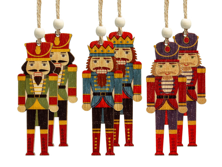 SIKORA BS697 Nussknacker Christbaumschmuck Holz Figur Weihnachtsbaum Anhänger 6er Set