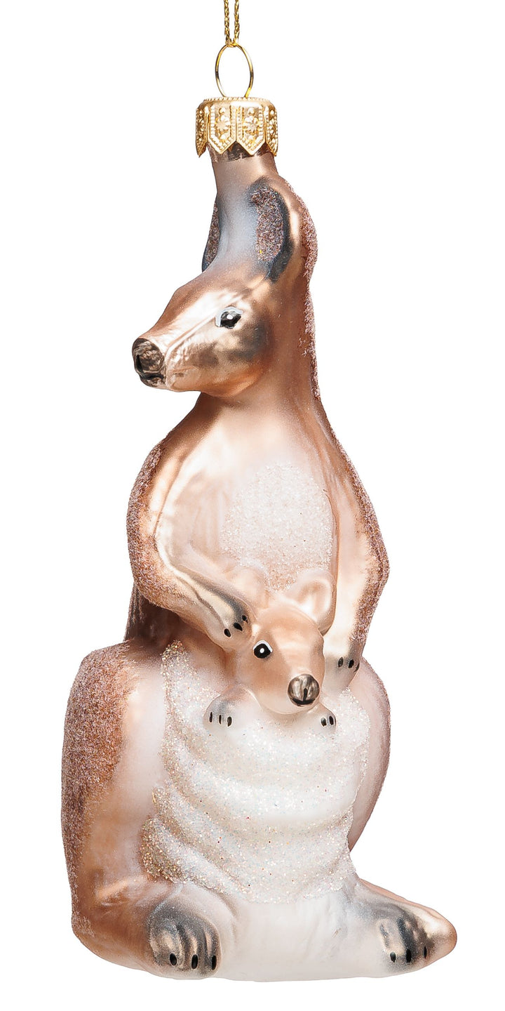 SIKORA Känguru besondere Weihnachtskugel Glas Christbaumschmuck Deko Figur Weihnachten Anhänger Ornament - Premium Line - BS072