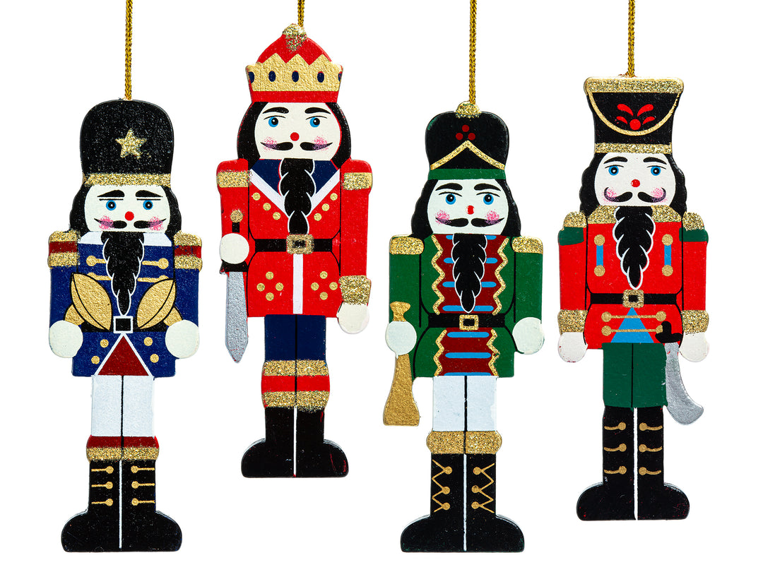SIKORA BS699 Nussknacker Christbaumschmuck Holz Figur Weihnachtsbaum Anhänger 4er Set