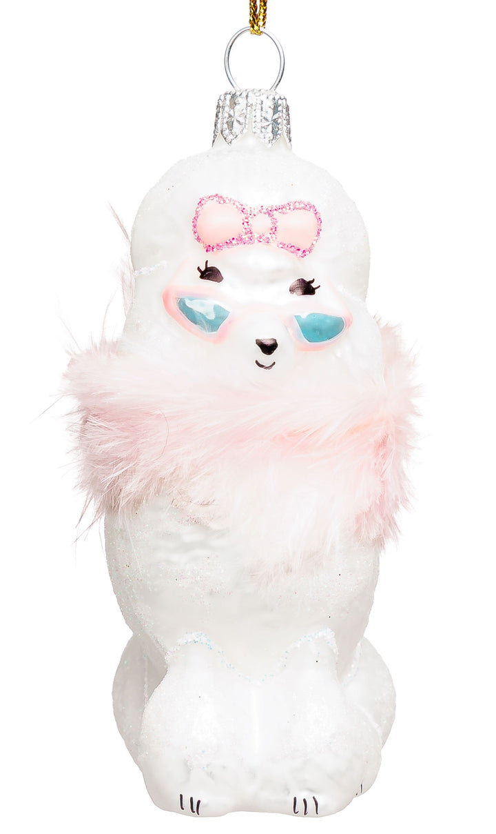 SIKORA Pudel mit Feder besondere Weihnachtskugel Glas Christbaumschmuck Deko Figur Weihnachten Anhänger Ornament - Meisterstücke - BS7026