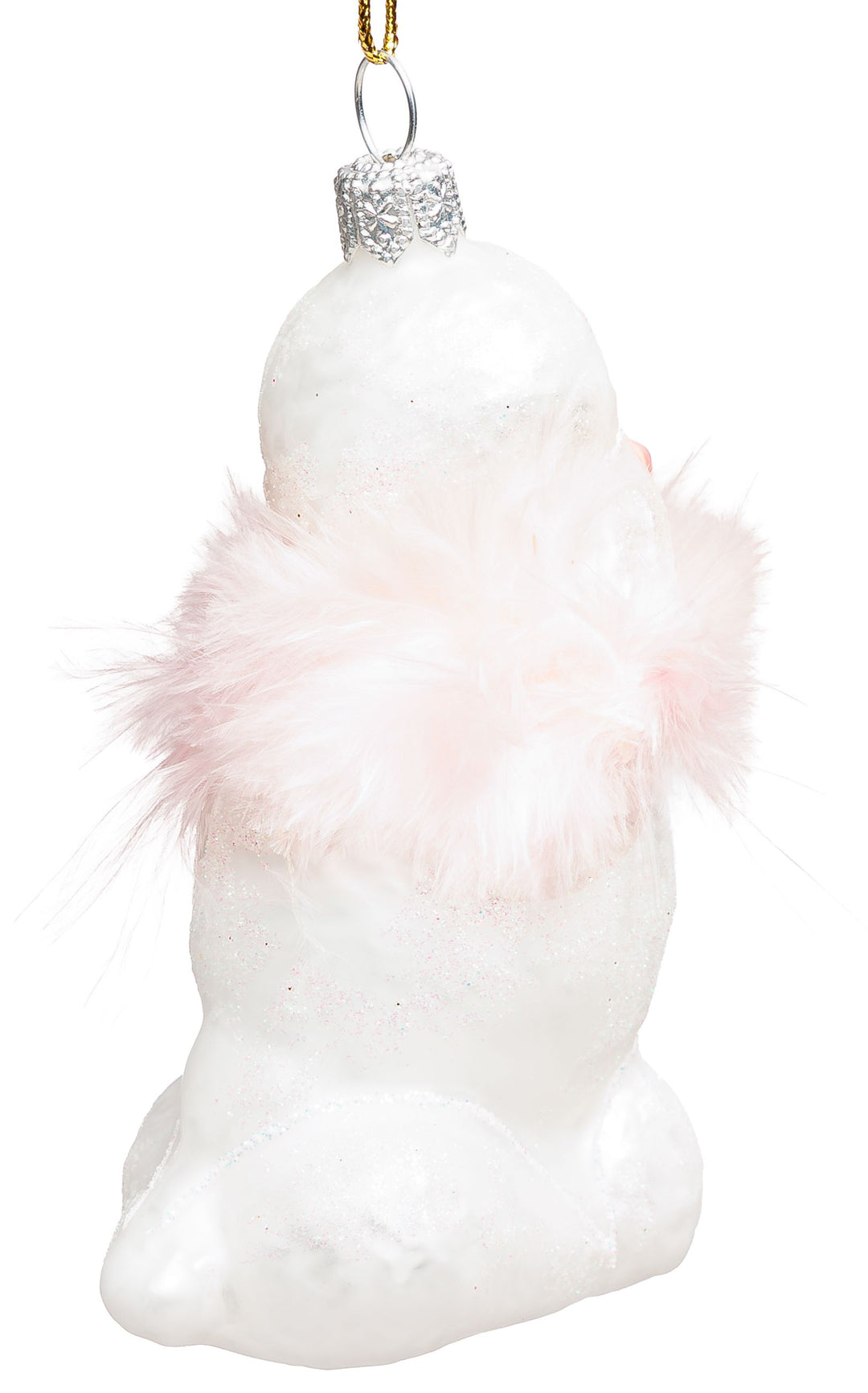 SIKORA Pudel mit Feder besondere Weihnachtskugel Glas Christbaumschmuck Deko Figur Weihnachten Anhänger Ornament - Meisterstücke - BS7026