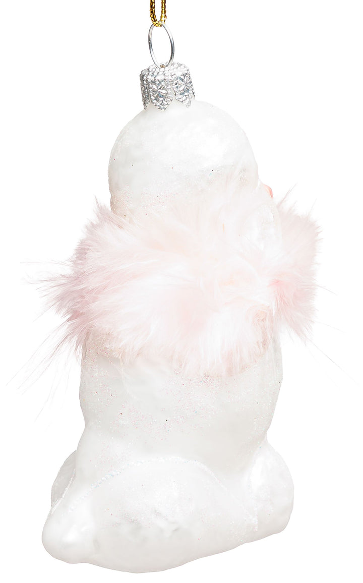 SIKORA Pudel mit Feder besondere Weihnachtskugel Glas Christbaumschmuck Deko Figur Weihnachten Anhänger Ornament - Meisterstücke - BS7026
