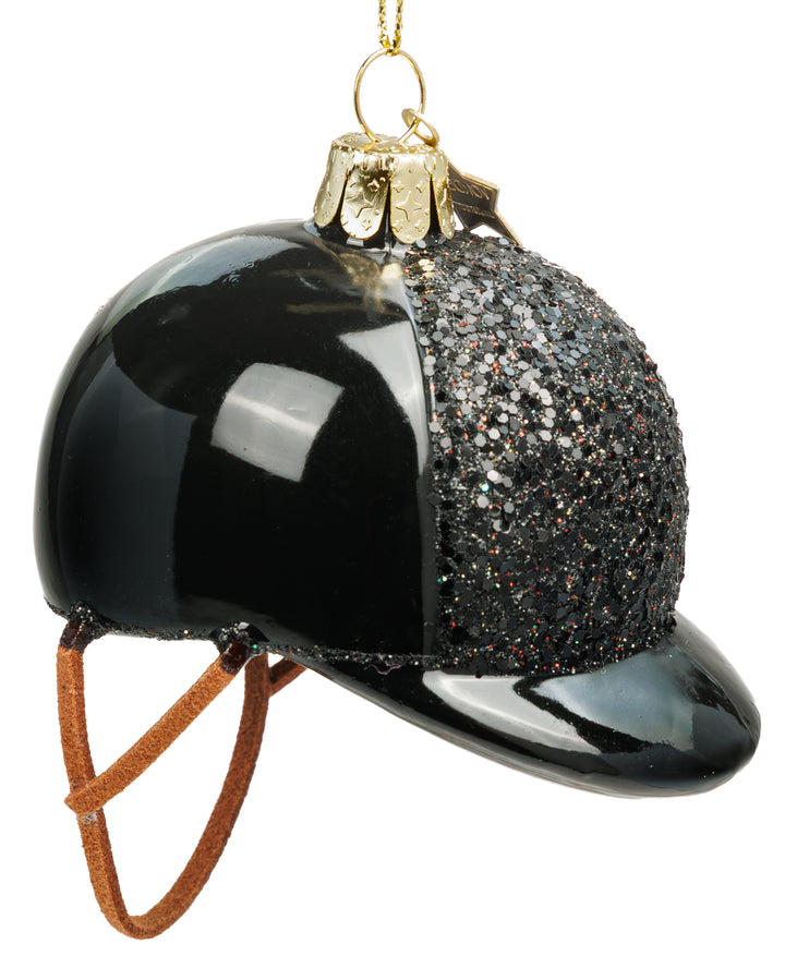 SIKORA Reithelm besondere Weihnachtskugel aus Glas handbemalter Christbaumschmuck Deko Geschenk Figur Weihnachten Anhänger Ornament - Trend Line - BS084