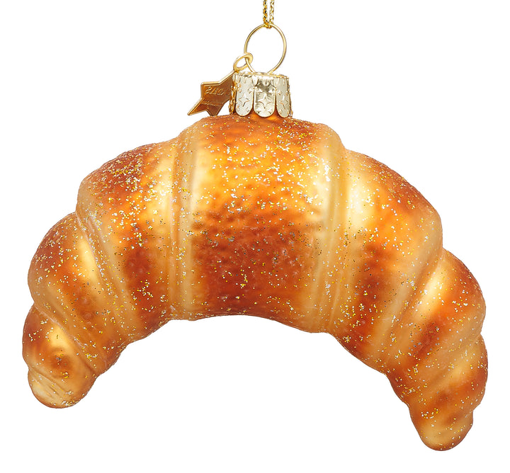 SIKORA Croissant besondere Weihnachtskugel aus Glas handbemalter Christbaumschmuck Deko Bäcker Geschenk Figur Weihnachten Anhänger Ornament - Trend Line - BS086