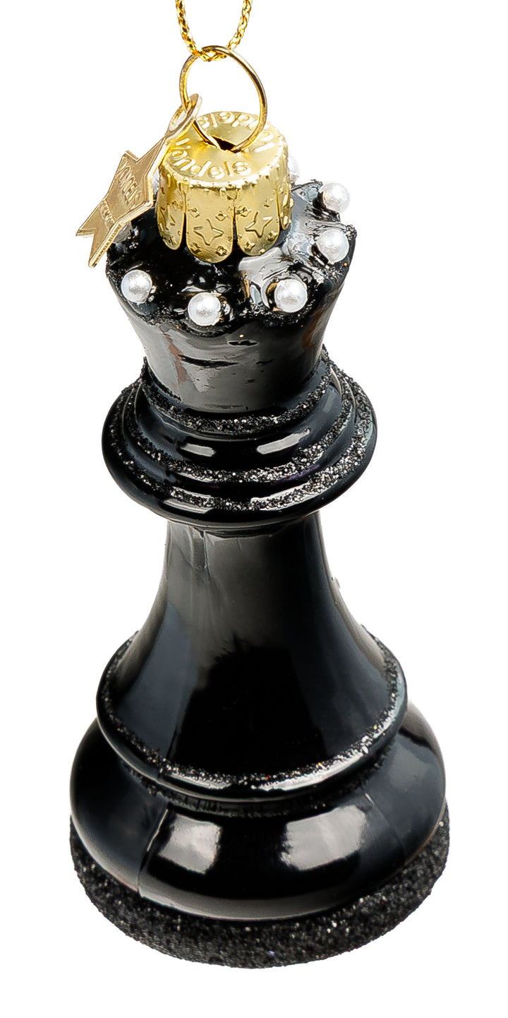 SIKORA Schachfigur Dame besondere Weihnachtskugel aus Glas handbemalter Christbaumschmuck Deko Schach Geschenk Figur Weihanchten Anhänger Ornament - Trend Line - BS087