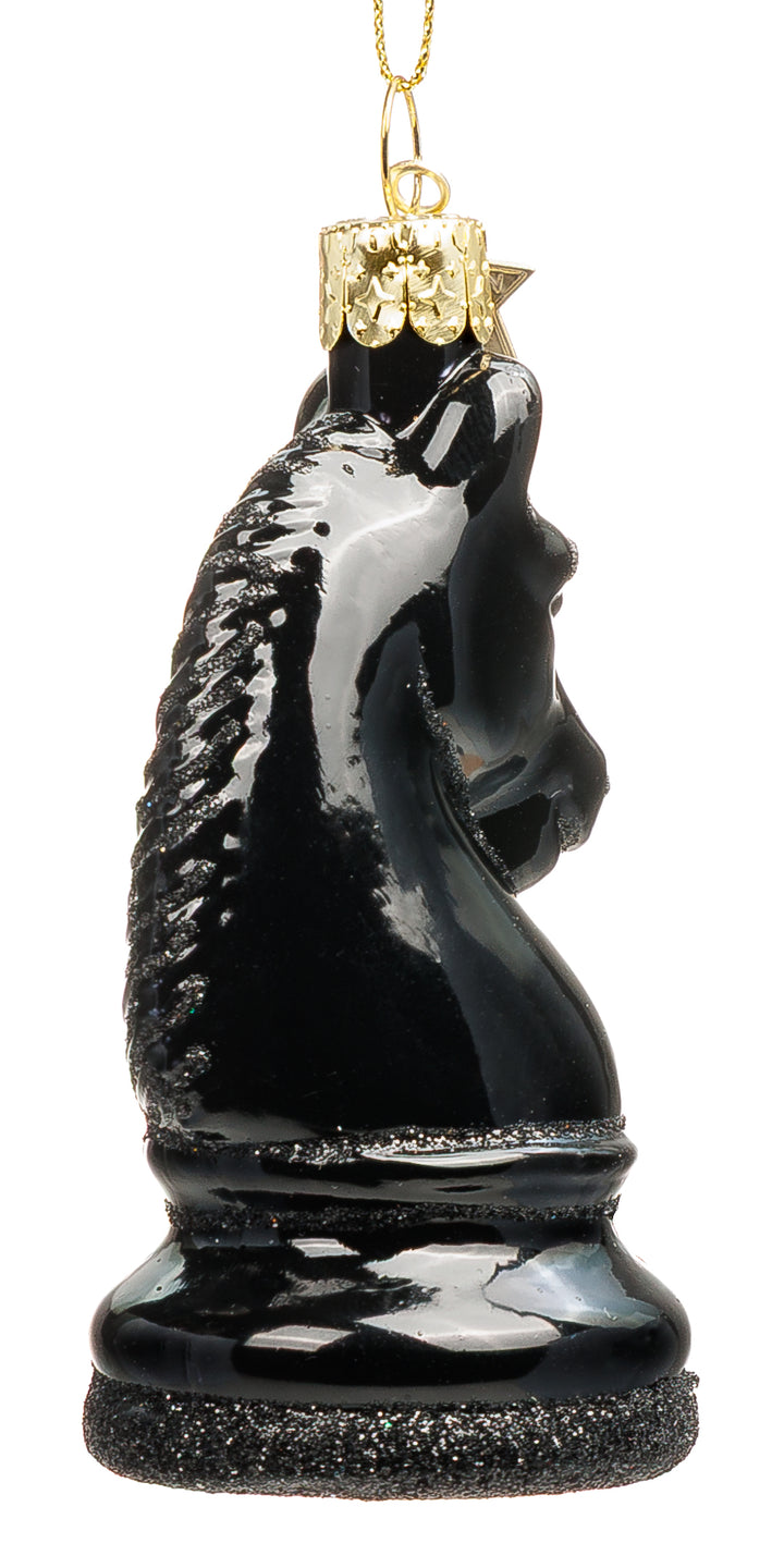 SIKORA Schachfigur Springer besondere Weihnachtskugel aus Glas handbemalter Christbaumschmuck Deko Schach Geschenk Figur Weihnachten Anhänger Ornament - Trend Line - BS088