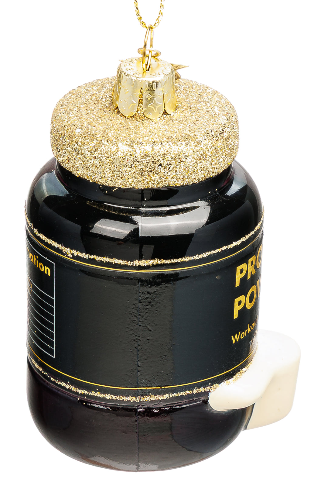 SIKORA Fitness Proteinpulver besondere Weihnachtskugel aus Glas handbemalter Christbaumschmuck Deko Gym Geschenk Figur Weihnachten Anhänger Ornament - Trend Line - BS095