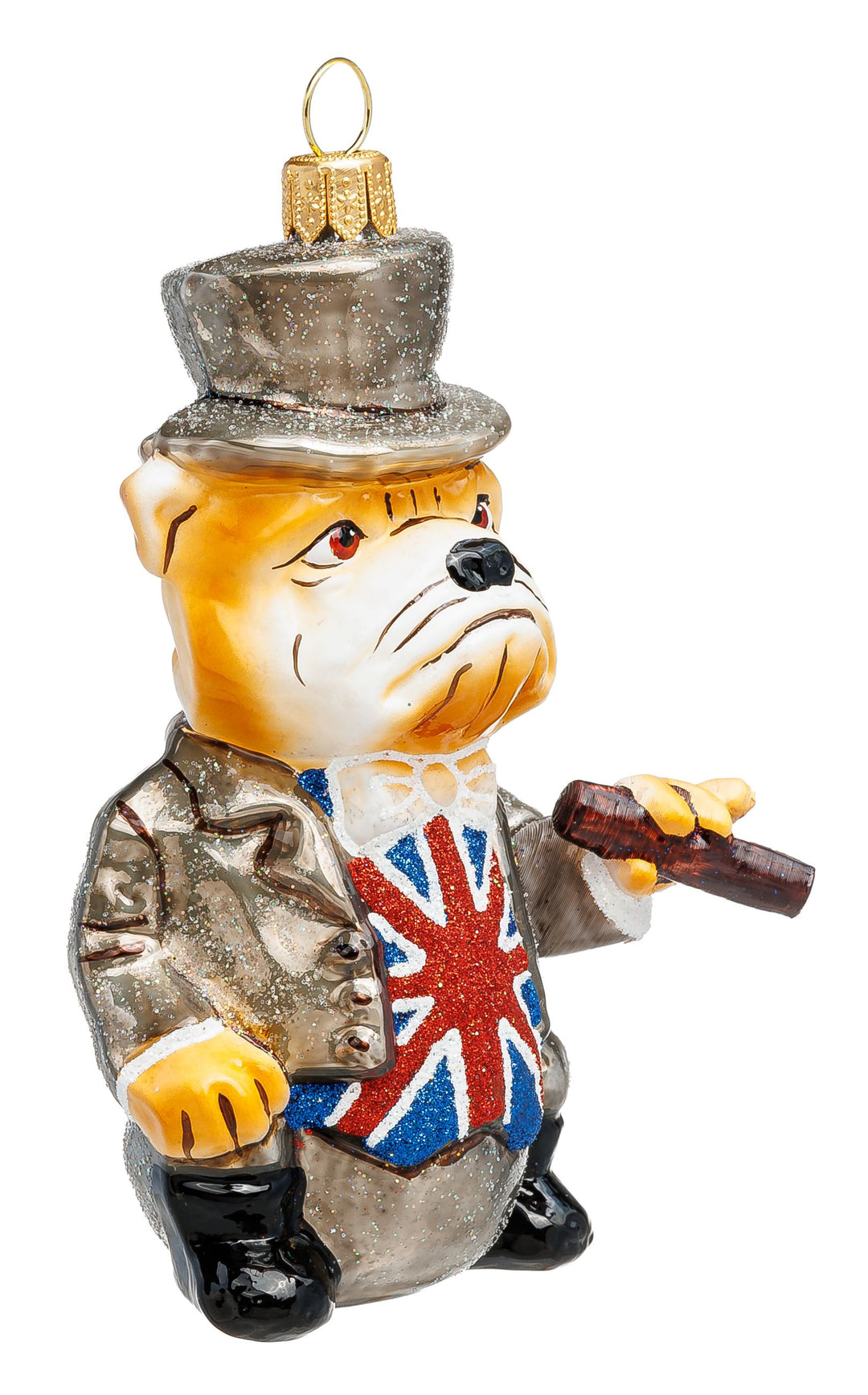 SIKORA Britische Gentleman Bulldogge besondere Weihnachtskugel aus Glas UK Souvenir Geschenk Christbaumschmuck Deko Weihnachten - Meisterstücke - BS1003