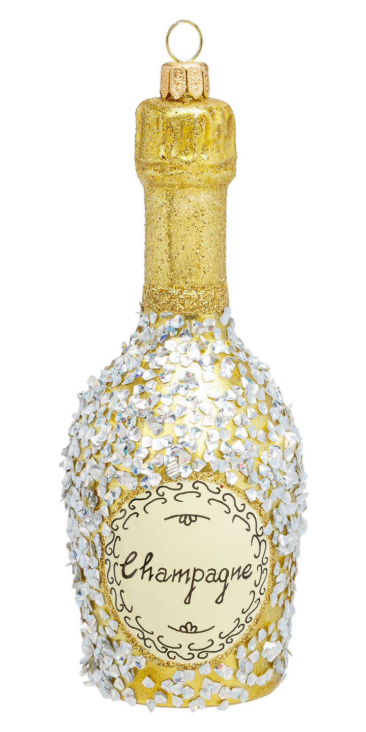 SIKORA Champagner Flasche besondere Weihnachtskugel aus Glas Luxus Christbaumschmuck Deko Weihnachten - Meisterstücke - BS1005