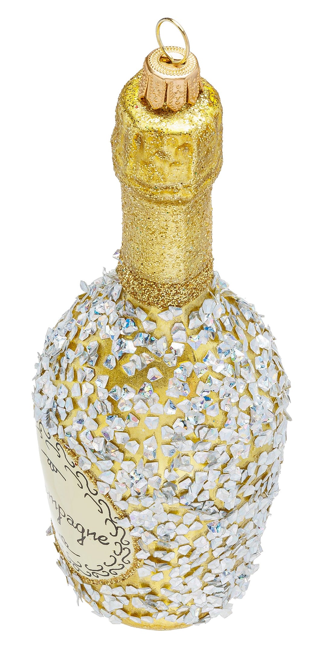 SIKORA Champagner Flasche besondere Weihnachtskugel aus Glas Luxus Christbaumschmuck Deko Weihnachten - Meisterstücke - BS1005