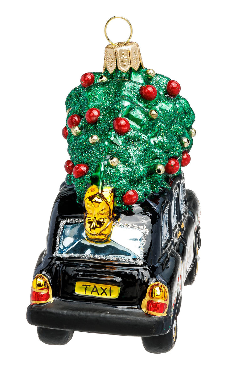 SIKORA London Taxi Cab schwarz besondere Weihnachtskugel aus Glas Souvenir Geschenk Christbaumschmuck Deko Weihnachten - Meisterstücke - BS1006