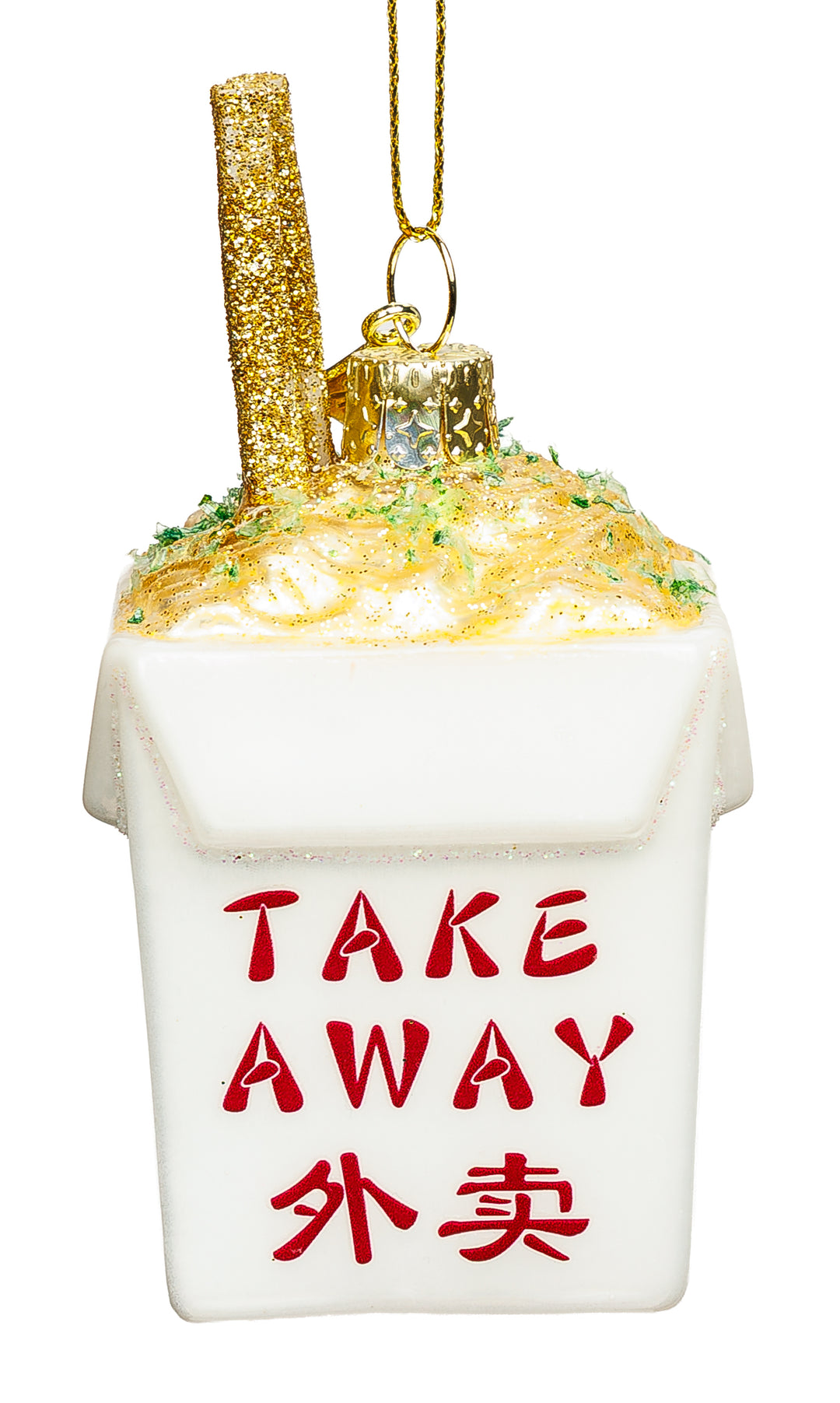 SIKORA Asiatische Nudelbox besondere Weihnachtskugel aus Glas handbemalter Christbaumschmuck Deko Geschenk Figur Weihnachten Anhänger Ornament - Trend Line - BS1012