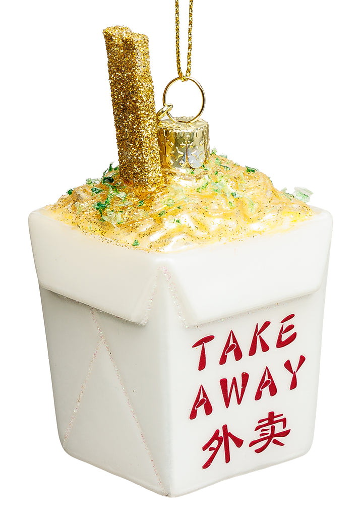 SIKORA Asiatische Nudelbox besondere Weihnachtskugel aus Glas handbemalter Christbaumschmuck Deko Geschenk Figur Weihnachten Anhänger Ornament - Trend Line - BS1012