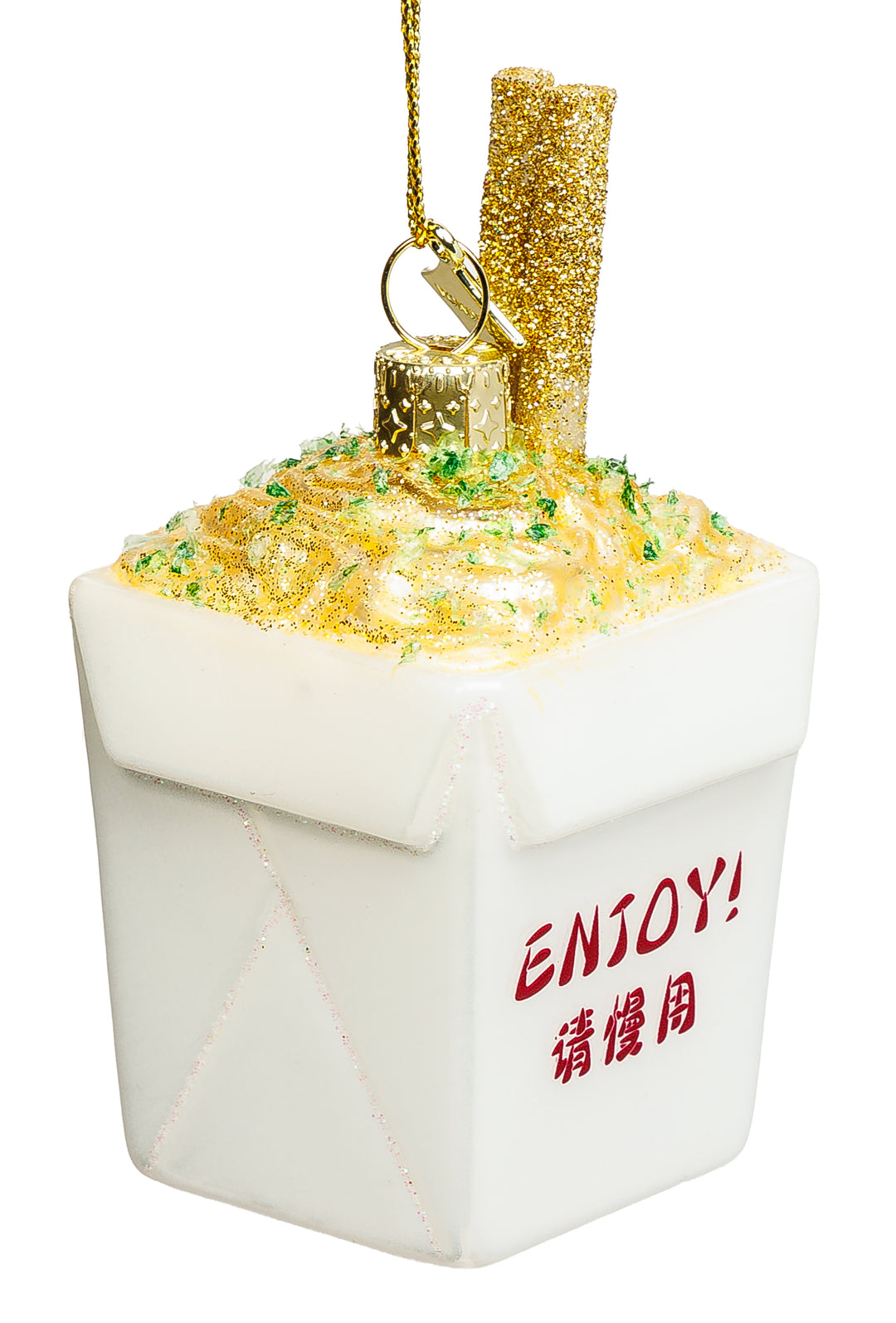 SIKORA Asiatische Nudelbox besondere Weihnachtskugel aus Glas handbemalter Christbaumschmuck Deko Geschenk Figur Weihnachten Anhänger Ornament - Trend Line - BS1012