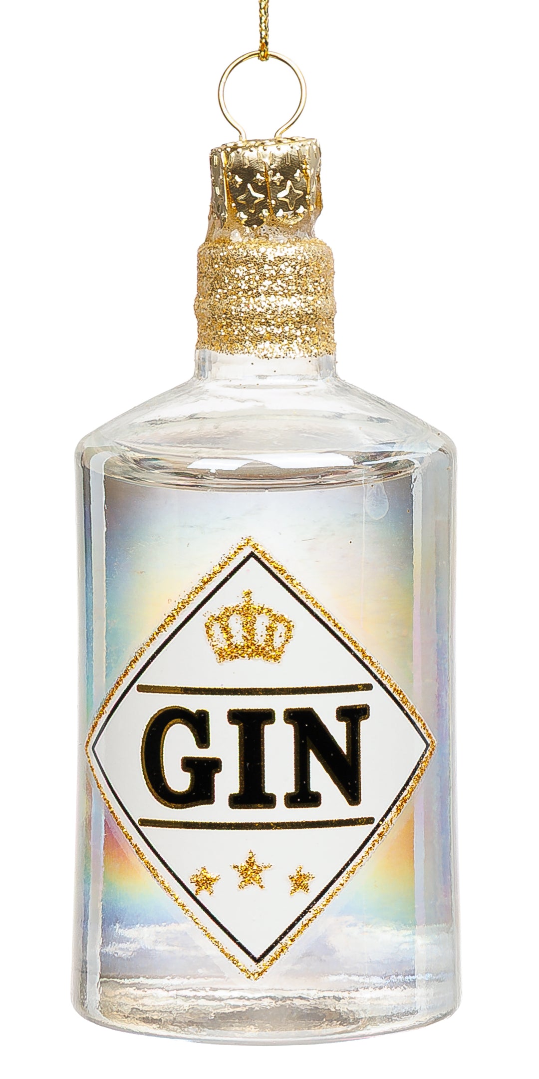 SIKORA Gin Flasche besondere Weihnachtskugel aus Glas handbemalter Christbaumschmuck Deko Geschenk Figur Weihnachten Anhänger Ornament - Trend Line - BS102