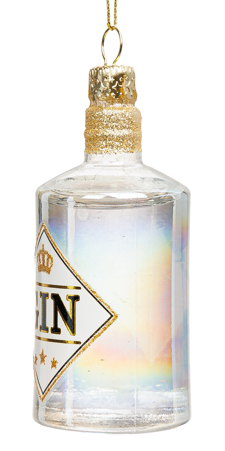 SIKORA Gin Flasche besondere Weihnachtskugel aus Glas handbemalter Christbaumschmuck Deko Geschenk Figur Weihnachten Anhänger Ornament - Trend Line - BS102