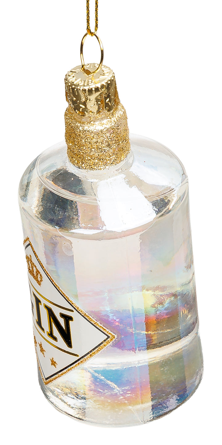 SIKORA Gin Flasche besondere Weihnachtskugel aus Glas handbemalter Christbaumschmuck Deko Geschenk Figur Weihnachten Anhänger Ornament - Trend Line - BS102