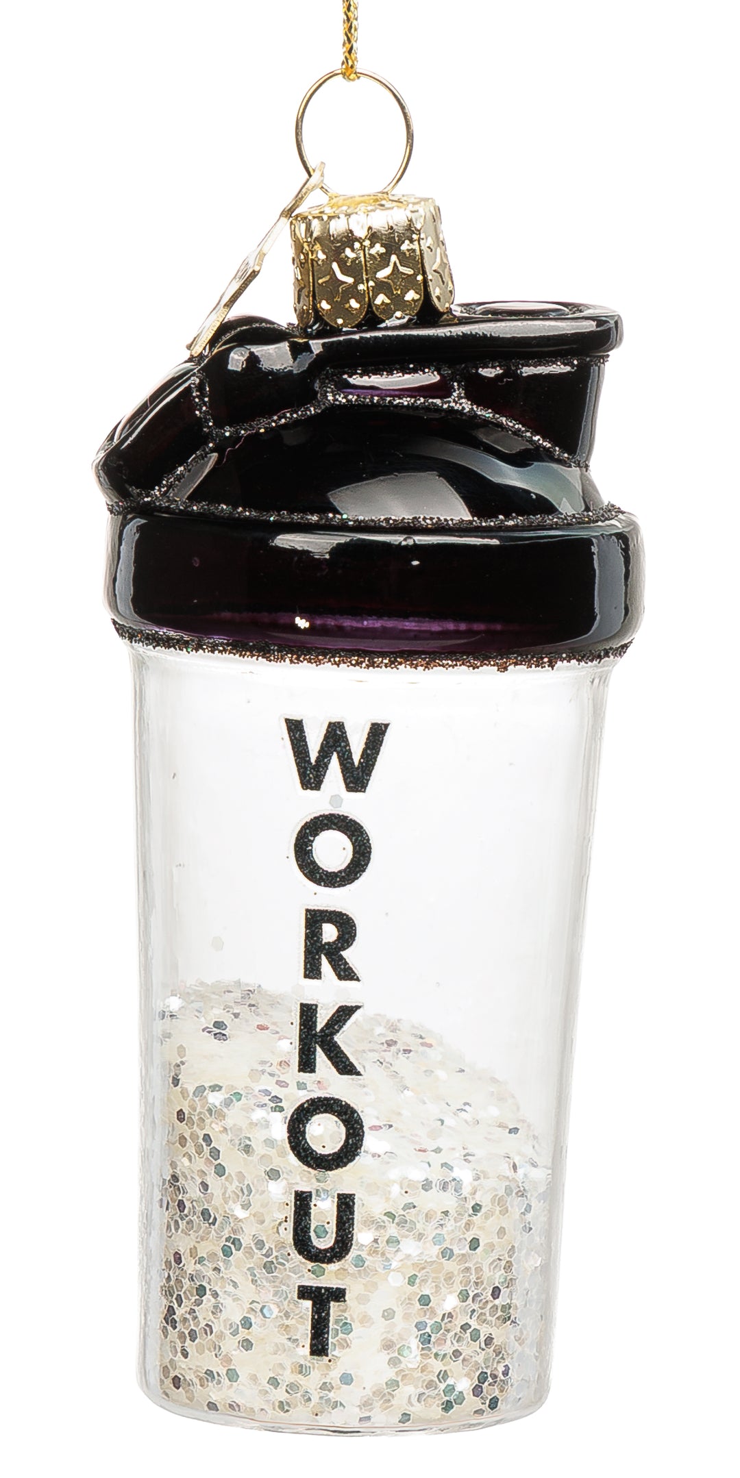 SIKORA Protein Fitness Shaker besondere Weihnachtskugel aus Glas handbemalter Christbaumschmuck Deko Gym Geschenk Figur Weihnachten Anhänger Ornament - Trend Line - BS104