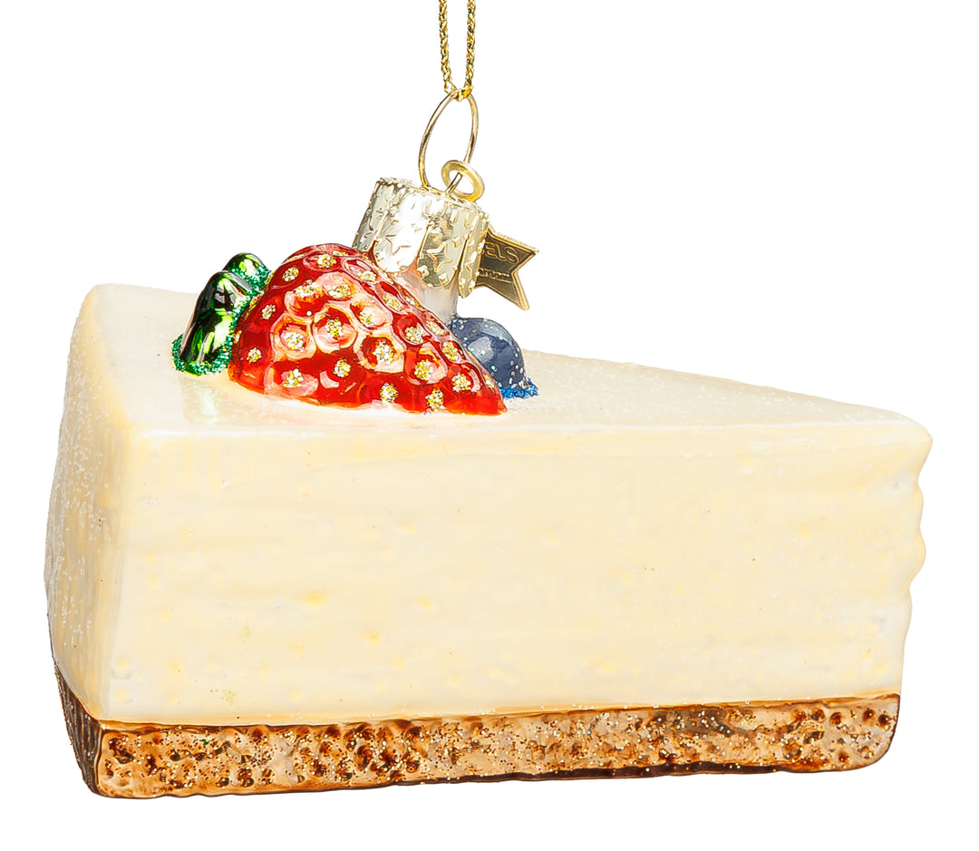 SIKORA Käsekuchen besondere Weihnachtskugel aus Glas handbemalter Christbaumschmuck Cheesecake Deko Geschenk Figur Weihnachten Anhänger Ornament - Trend Line - BS113