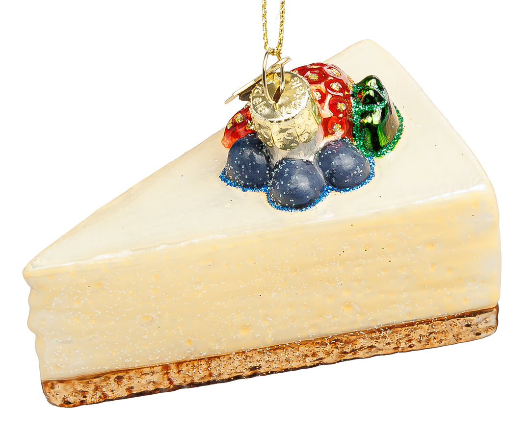 SIKORA Käsekuchen besondere Weihnachtskugel aus Glas handbemalter Christbaumschmuck Cheesecake Deko Geschenk Figur Weihnachten Anhänger Ornament - Trend Line - BS113