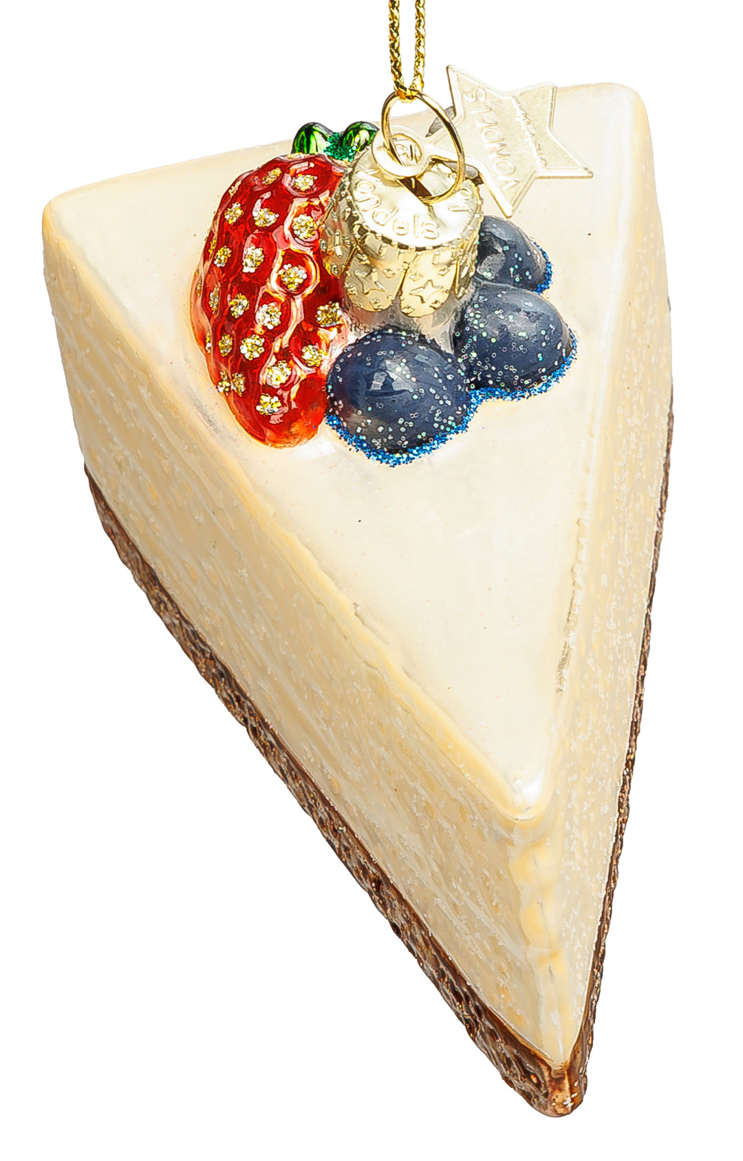 SIKORA Käsekuchen besondere Weihnachtskugel aus Glas handbemalter Christbaumschmuck Cheesecake Deko Geschenk Figur Weihnachten Anhänger Ornament - Trend Line - BS113
