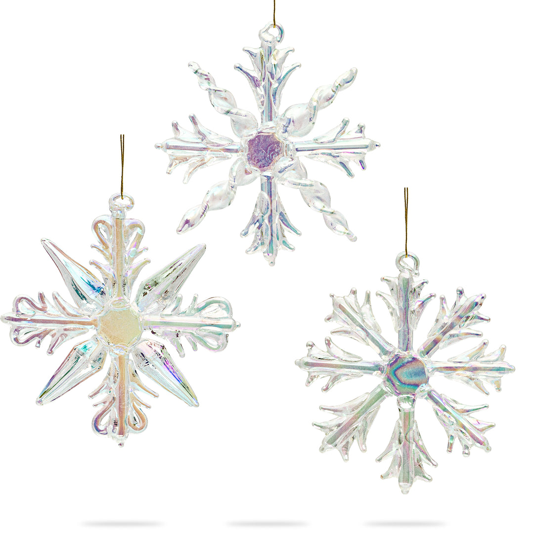 SIKORA BS131 Christbaumschmuck aus Glas Eiskristalle 3er Set D: 7cm