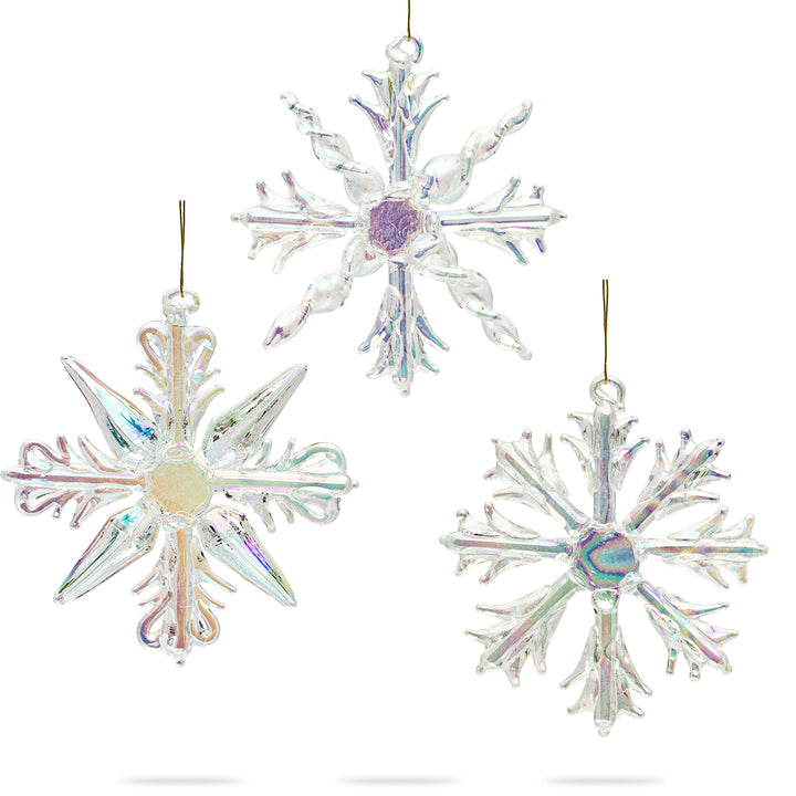 SIKORA BS131 Christbaumschmuck aus Glas Eiskristalle 3er Set D: 7cm