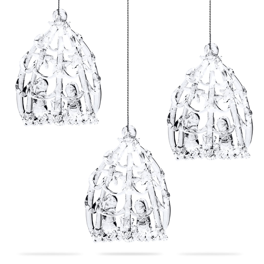 SIKORA BS140G Krippe Heilige Familie Christbaumschmuck Glas Figur Weihnachtsbaum Anhänger 3er Set