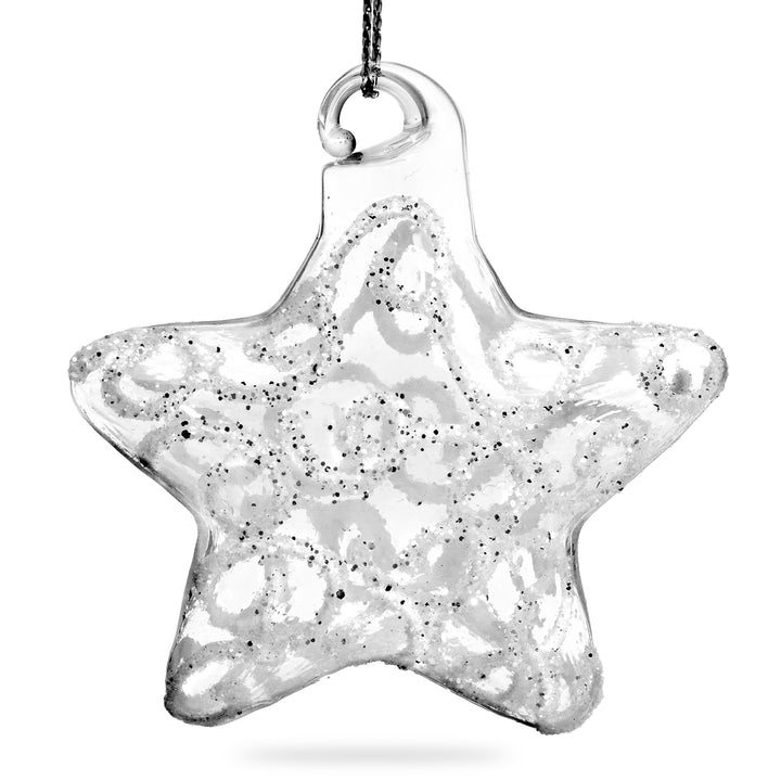 SIKORA BS142-1 Stern Christbaumschmuck Glas Figur Weihnachtsbaum Anhänger mit Ornamentdekor 3er Set