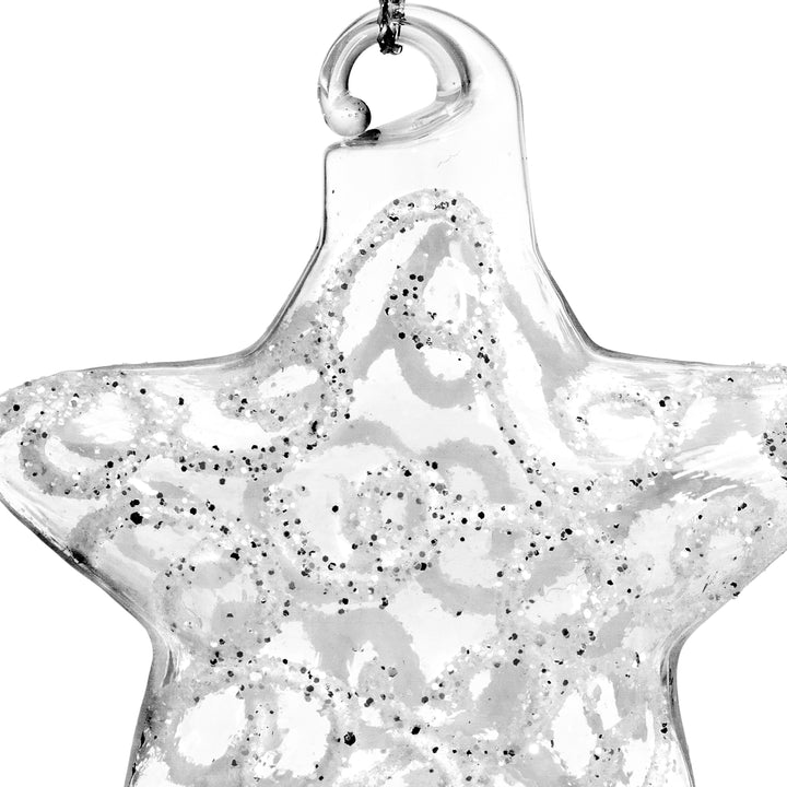SIKORA BS142-1 Stern Christbaumschmuck Glas Figur Weihnachtsbaum Anhänger mit Ornamentdekor 3er Set