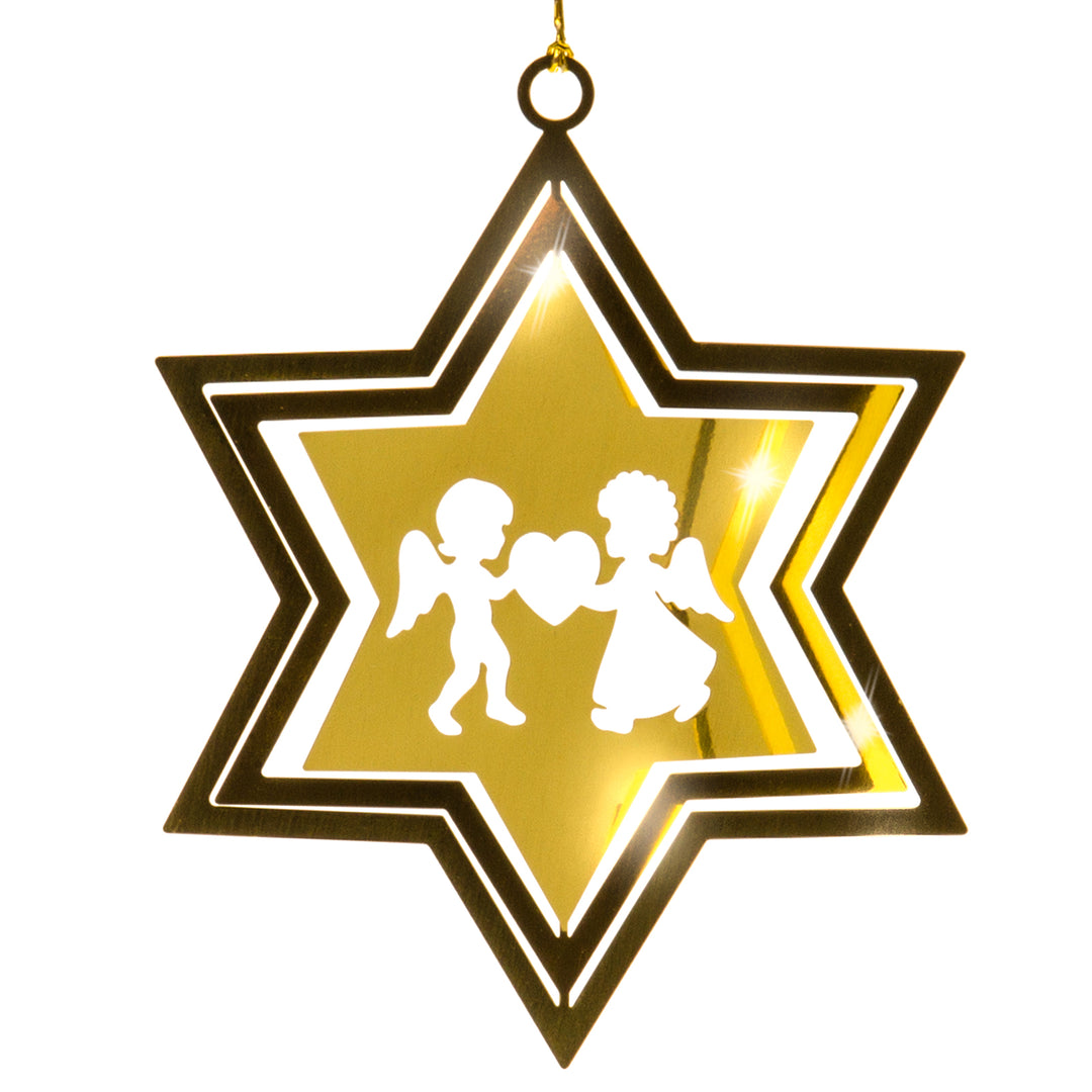 SIKORA BS168 Christbaumschmuck aus Messing Sterne mit modernen Motiven 3er Set