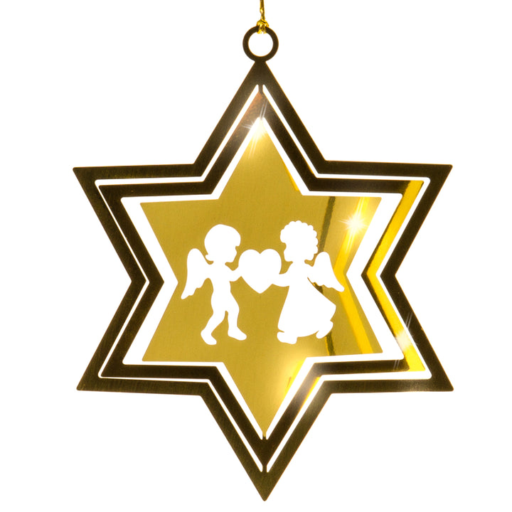 SIKORA BS168 Christbaumschmuck aus Messing Sterne mit modernen Motiven 3er Set