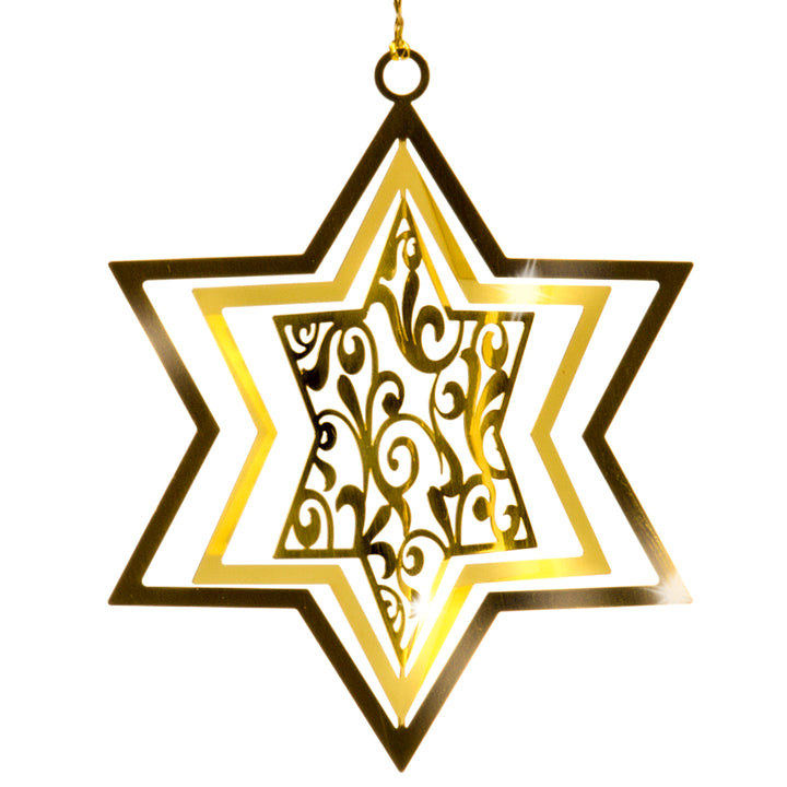 SIKORA BS168 Christbaumschmuck aus Messing Sterne mit modernen Motiven 3er Set