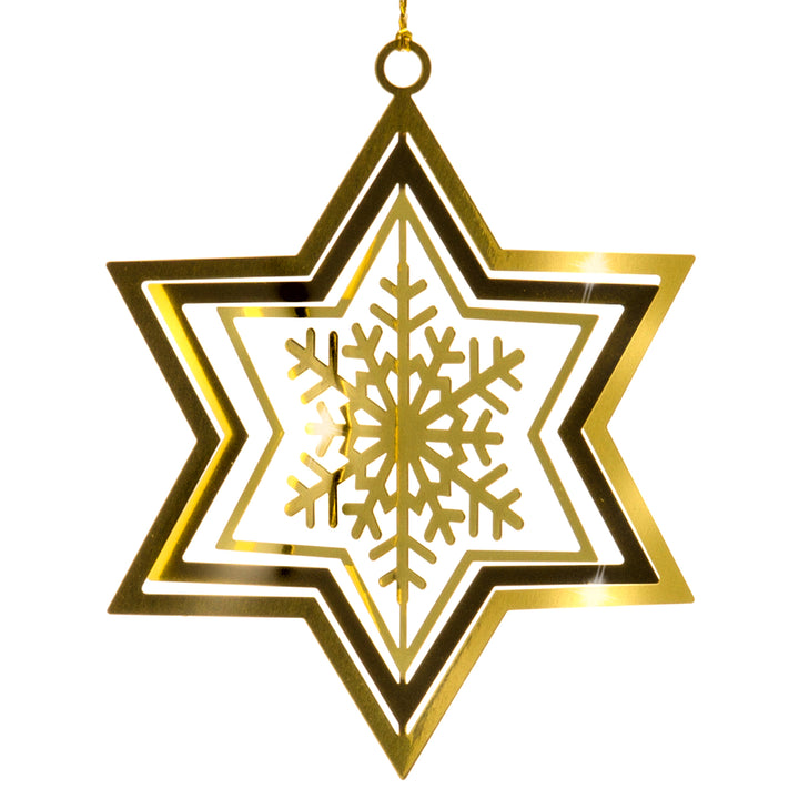 SIKORA BS168 Christbaumschmuck aus Messing Sterne mit modernen Motiven 3er Set