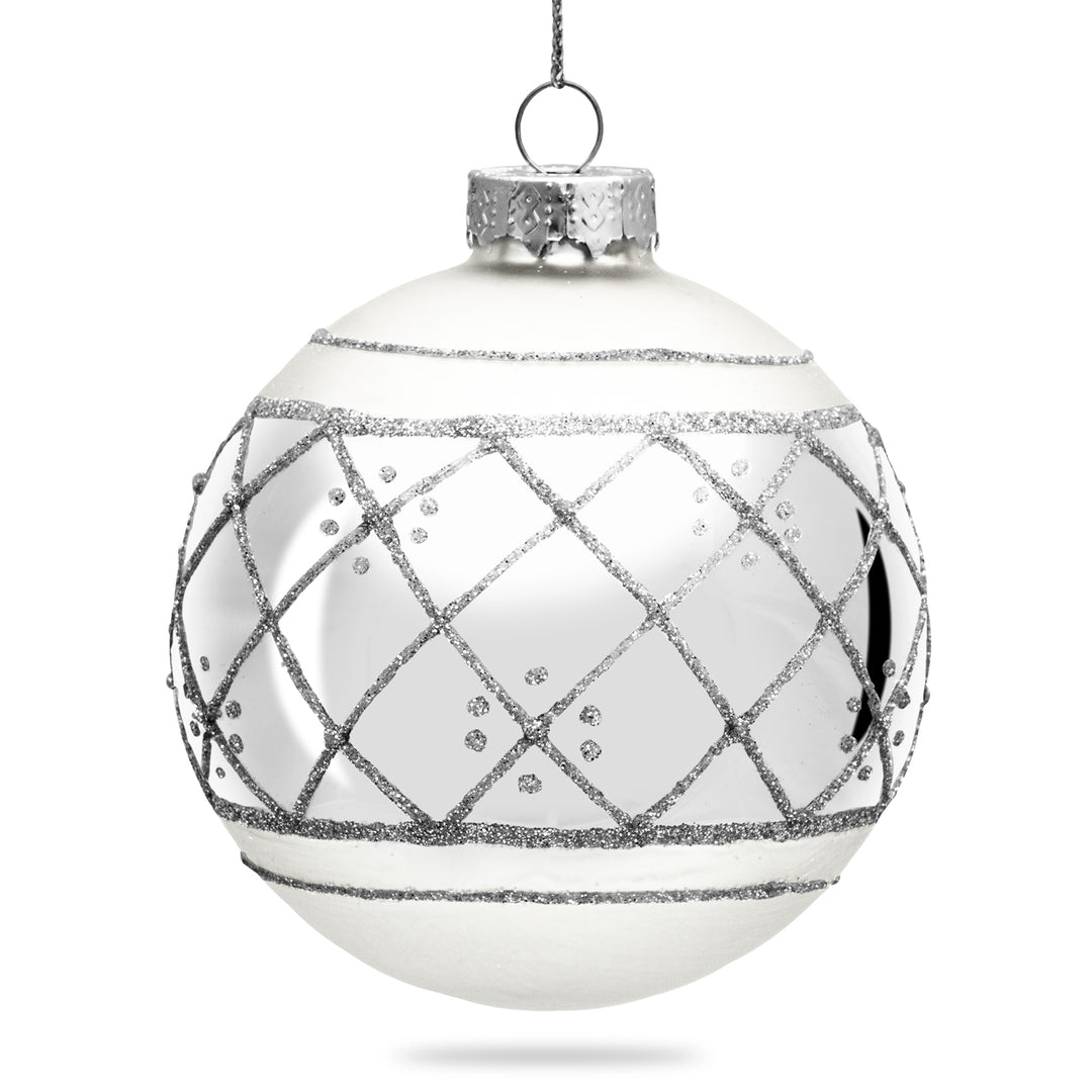 SIKORA Highlights 4er Set ausgefallene Christbaumkugeln besondere Weihnachtskugel Christbaumschmuck aus Glas Silber