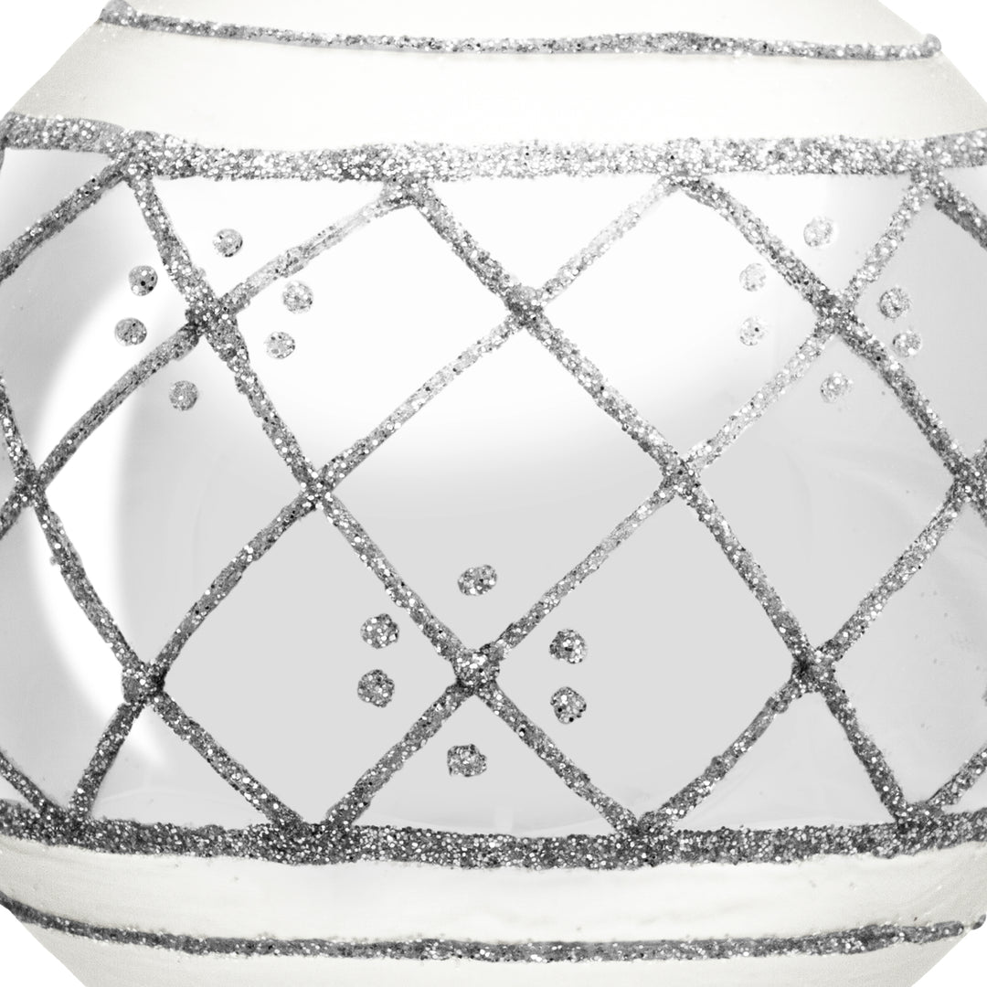 SIKORA Highlights 4er Set ausgefallene Christbaumkugeln besondere Weihnachtskugel Christbaumschmuck aus Glas Silber