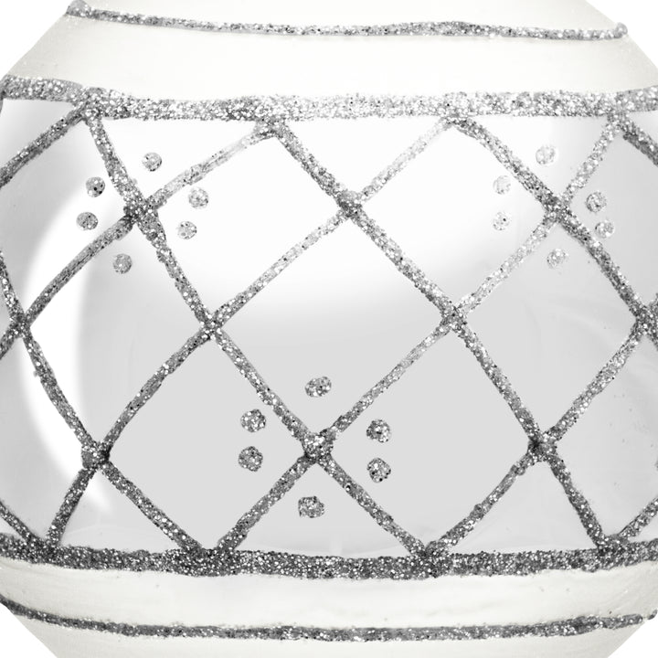 SIKORA Highlights 4er Set ausgefallene Christbaumkugeln besondere Weihnachtskugel Christbaumschmuck aus Glas Silber