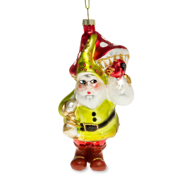 SIKORA Zwerg mit Fliegenpilz besondere Weihnachtskugel Glas Christbaumschmuck Deko Figur Weihnachten Anhänger Ornament - Trend Line - BS327