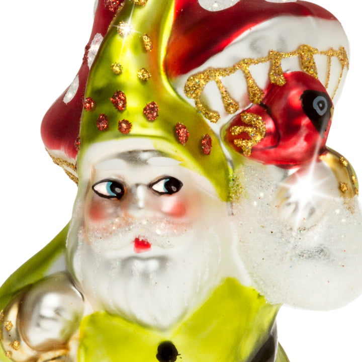 SIKORA Zwerg mit Fliegenpilz besondere Weihnachtskugel Glas Christbaumschmuck Deko Figur Weihnachten Anhänger Ornament - Trend Line - BS327