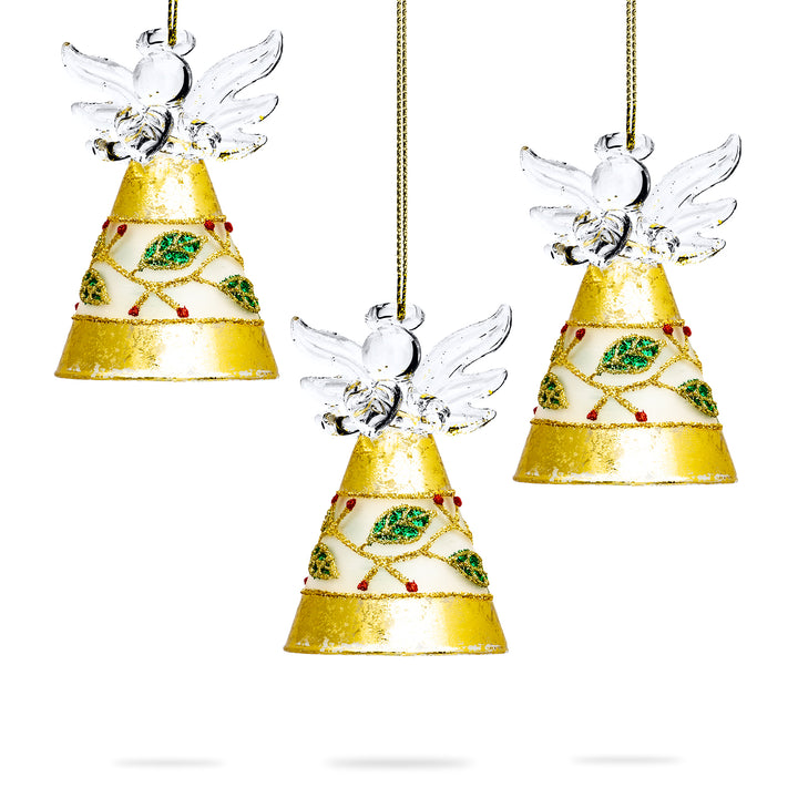 SIKORA BS344 Engel Christbaumschmuck Glas Figur Weihnachtsbaum Anhänger 3er Set